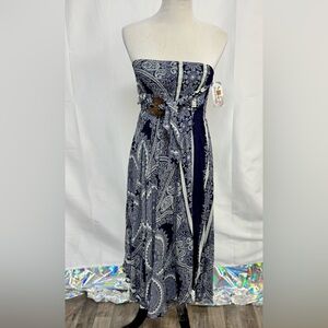India Boutique Strapless Maxi Dress Boho Paisley NWT Thailand Resort Y2K‎
